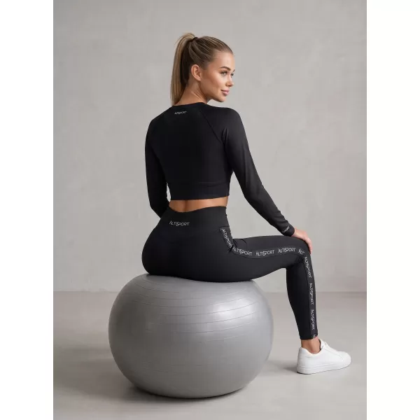  Dámský funkční crop top s dlouhým rukávem premium ALTISPORT VOJ/ALW000TR04 ČERNÁ 