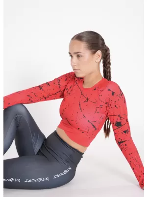 Dámský funkční crop top s dlouhým rukávem premium ALTISPORT VOJ/ALW034TR04 ČERVENÁ