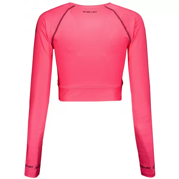  Dámský funkční crop top s dlouhým rukávem premium ALTISPORT VOJ/ALW000TR04 FLUO PINK 