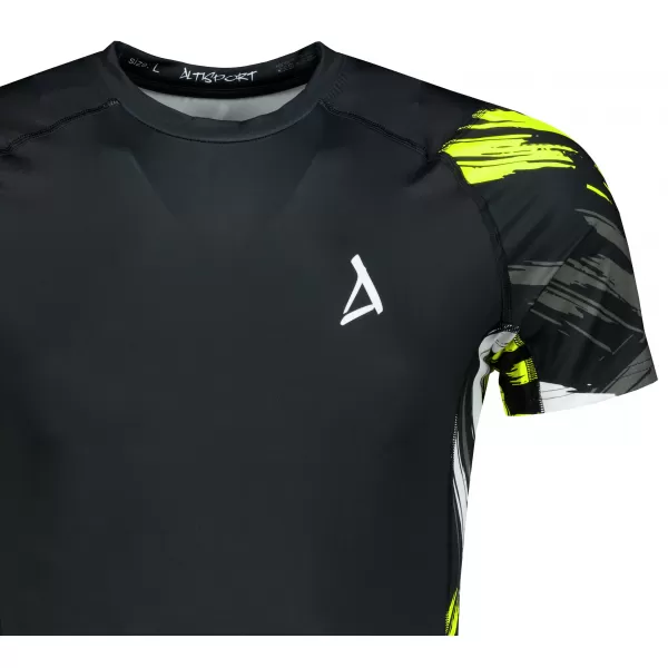  Pánské funkční kompresní tričko s krátkým rukávem premium ALTISPORT VOJ/ALM039TR04 ČERNOŽLUTÁ 