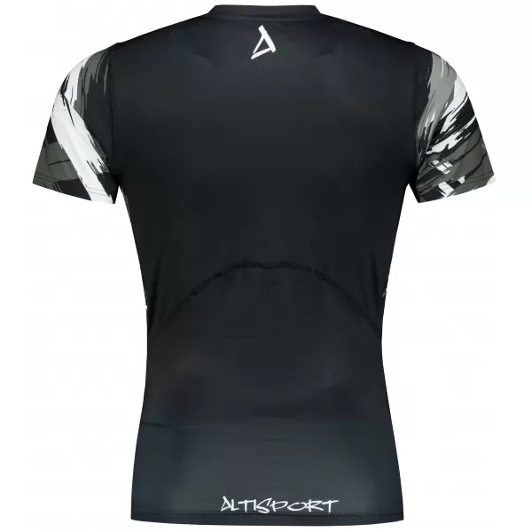  Pánské funkční kompresní tričko s krátkým rukávem premium ALTISPORT VOJ/ALM039TR04 ČERNOBÍLÁ 