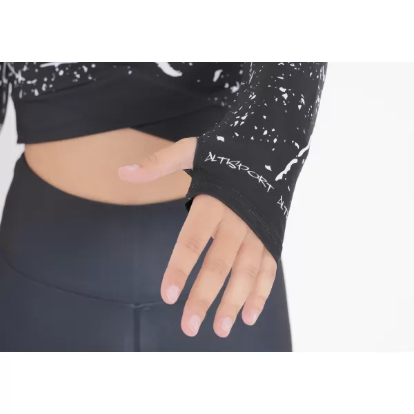  Dámský funkční crop top s dlouhým rukávem premium ALTISPORT VOJ/ALW034TR04 ČERNÁ 