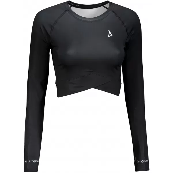  Dámský funkční crop top s dlouhým rukávem premium ALTISPORT VOJ/ALW000TR04 ČERNÁ 