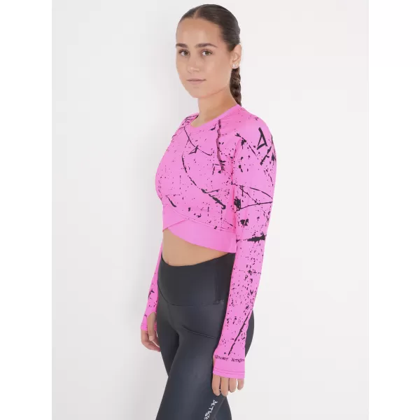  Dámský funkční crop top s dlouhým rukávem premium ALTISPORT VOJ/ALW034TR04 FLUO PINK 
