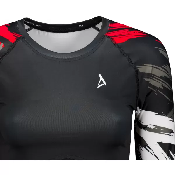  Dámský funkční crop top s dlouhým rukávem premium ALTISPORT VOJ/ALW039TR04 ČERNÁ/ČERVENÁ 