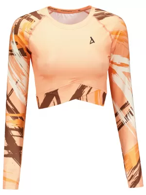 Dámský funkční crop top s dlouhým rukávem premium ALTISPORT VOJ/ALW039TR04 ORANŽOVÁ
