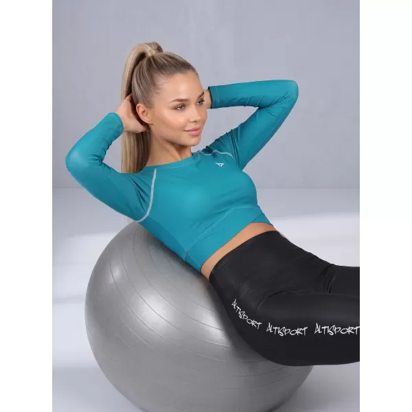  Dámský funkční crop top s dlouhým rukávem premium ALTISPORT VOJ/ALW000TR04 PETROLEJOVÁ 