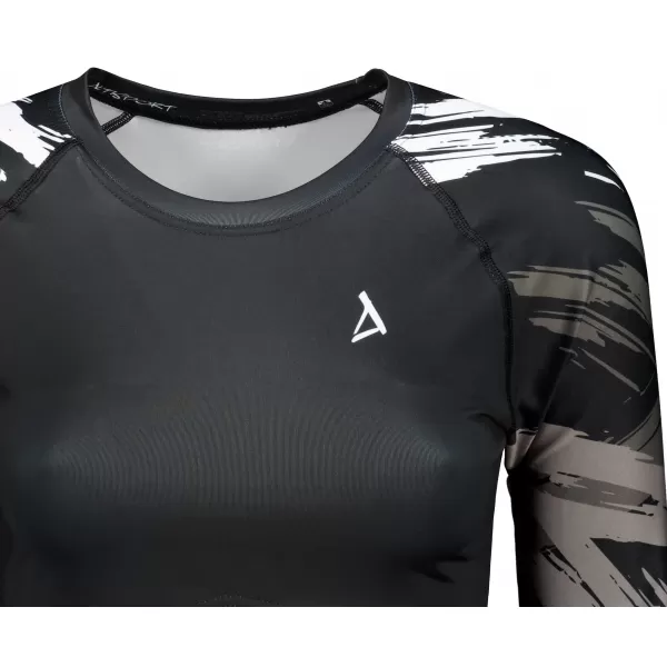  Dámský funkční crop top s dlouhým rukávem premium ALTISPORT VOJ/ALW039TR04 ČERNÁ/BÍLÁ 