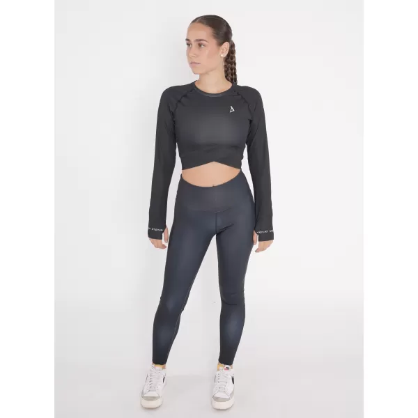  Dámský funkční crop top s dlouhým rukávem premium ALTISPORT VOJ/ALW000TR04 ČERNÁ 