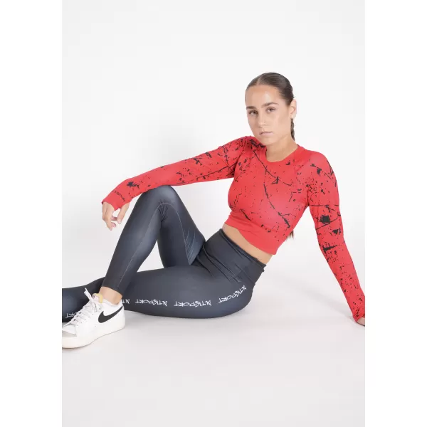  Dámský funkční crop top s dlouhým rukávem premium ALTISPORT VOJ/ALW034TR04 ČERVENÁ 