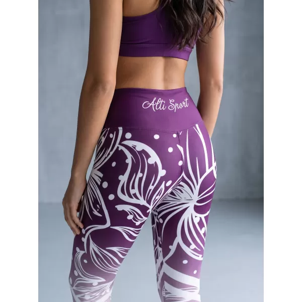  Dámské dlouhé funkční legíny premium ALTISPORT VOJ/ALW045LEG01 FIALOVÁ/BÍLÁ 