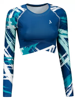 Dámský funkční crop top s dlouhým rukávem premium ALTISPORT VOJ/ALW039TR04 NAVY
