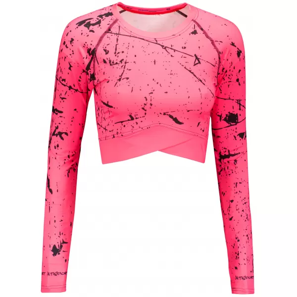  Dámský funkční crop top s dlouhým rukávem premium ALTISPORT VOJ/ALW034TR04 FLUO PINK 