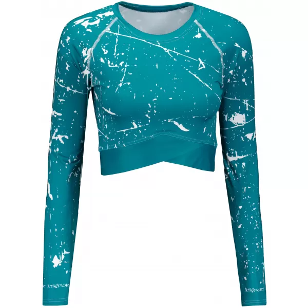  Dámský funkční crop top s dlouhým rukávem premium ALTISPORT VOJ/ALW034TR04 EMERALD 