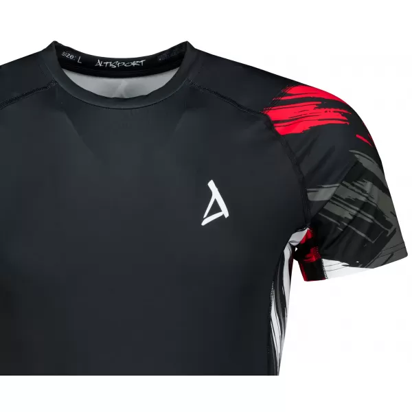  Pánské funkční kompresní tričko s krátkým rukávem premium ALTISPORT VOJ/ALM039TR04 ČERNOČERVENÁ 