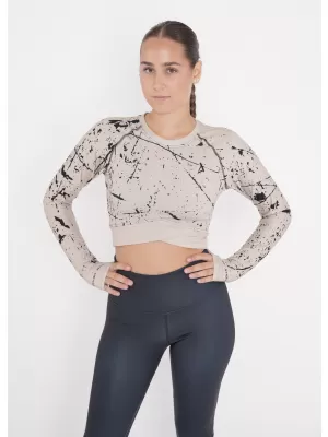Dámský funkční crop top s dlouhým rukávem premium ALTISPORT VOJ/ALW034TR04 HNĚDÁ