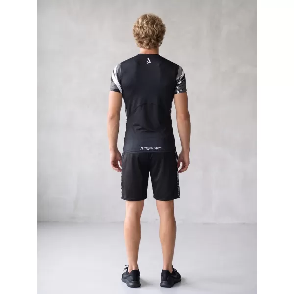  Pánské funkční kompresní tričko s krátkým rukávem premium ALTISPORT VOJ/ALM039TR04 ČERNOBÍLÁ 