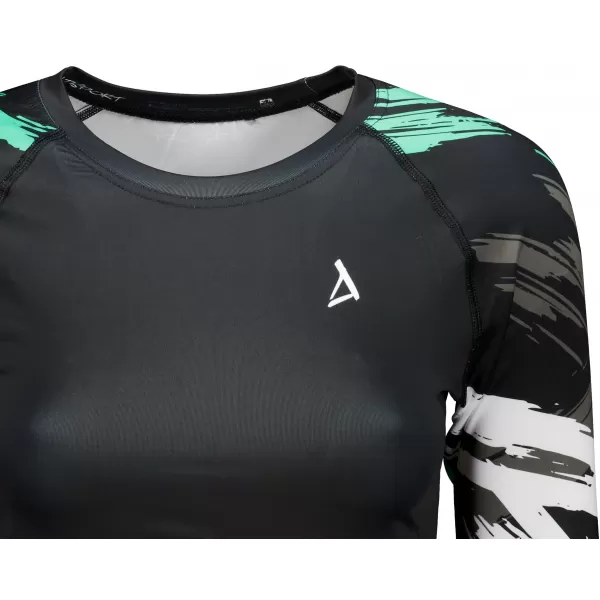  Dámský funkční crop top s dlouhým rukávem premium ALTISPORT VOJ/ALW039TR04 ČERNÁ/TYRKYSOVÁ 