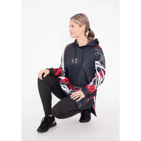  Dámská funkční prodloužená mikina premium ALTISPORT VOJ/ALW039MI03 černá/červená 