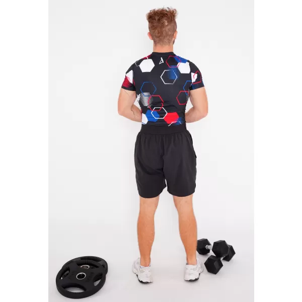  Pánské funkční kompresní triko s krátkým rukávem premium ALTISPORT VOJ/ALM036TR04 HEXA ČERNÁ 
