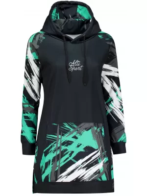 Dámská funkční prodloužená mikina premium ALTISPORT VOJ/ALW039MI03 černá/tyrkysová