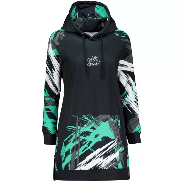  Dámská funkční prodloužená mikina premium ALTISPORT VOJ/ALW039MI03 černá/tyrkysová 
