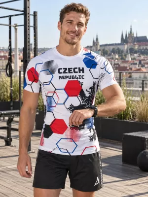 Pánské funkční kompresní triko s krátkým rukávem premium ALTISPORT VOJ/ALM036TR04 HEXA BÍLÁ