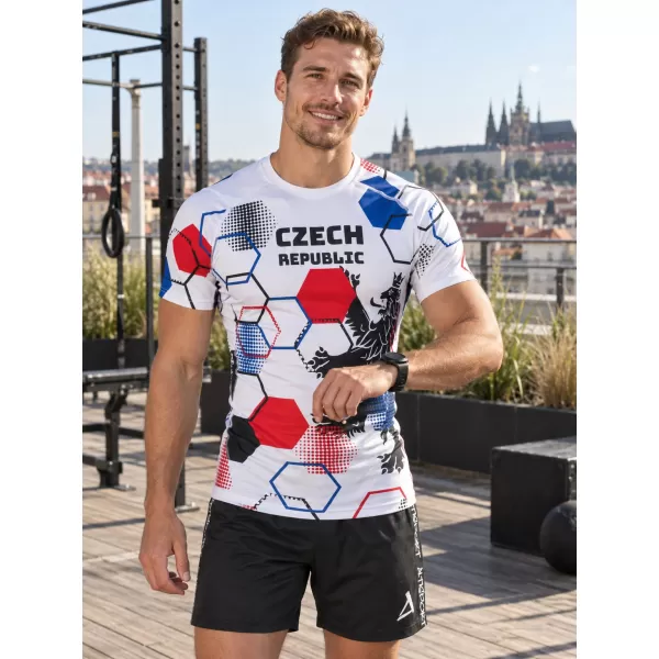 Pánské funkční kompresní triko s krátkým rukávem premium ALTISPORT VOJ/ALM036TR04 HEXA BÍLÁ 