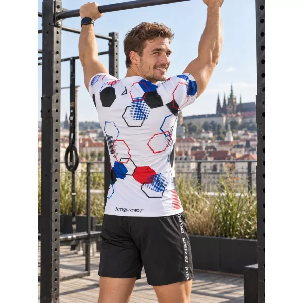  Pánské funkční kompresní triko s krátkým rukávem premium ALTISPORT VOJ/ALM036TR04 HEXA BÍLÁ 