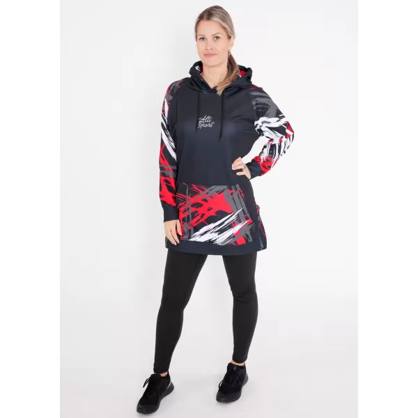  Dámská funkční prodloužená mikina premium ALTISPORT VOJ/ALW039MI03 černá/červená 