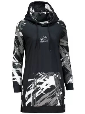 Dámská funkční prodloužená mikina premium ALTISPORT VOJ/ALW039MI03 černá/bílá