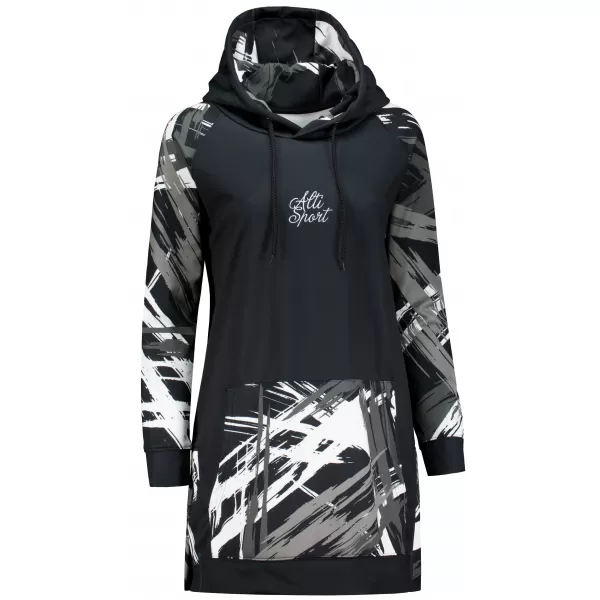  Dámská funkční prodloužená mikina premium ALTISPORT VOJ/ALW039MI03 černá/bílá 