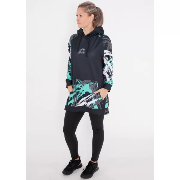  Dámská funkční prodloužená mikina premium ALTISPORT VOJ/ALW039MI03 černá/tyrkysová 