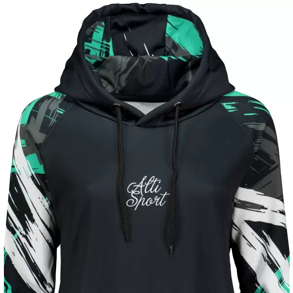  Dámská funkční prodloužená mikina premium ALTISPORT VOJ/ALW039MI03 černá/tyrkysová 
