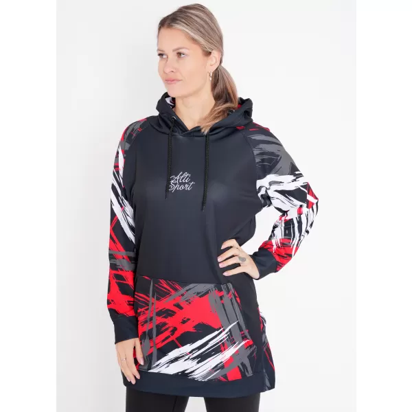  Dámská funkční prodloužená mikina premium ALTISPORT VOJ/ALW039MI03 černá/červená 