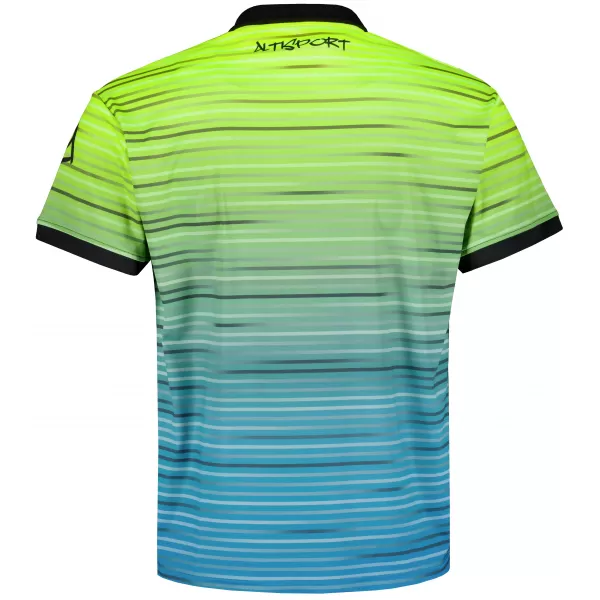  Pánské funkční triko s límečkem premium ALTISPORT VOJ/ALM031TR05 NEON YELLOW/PETROLEJOVÁ 
