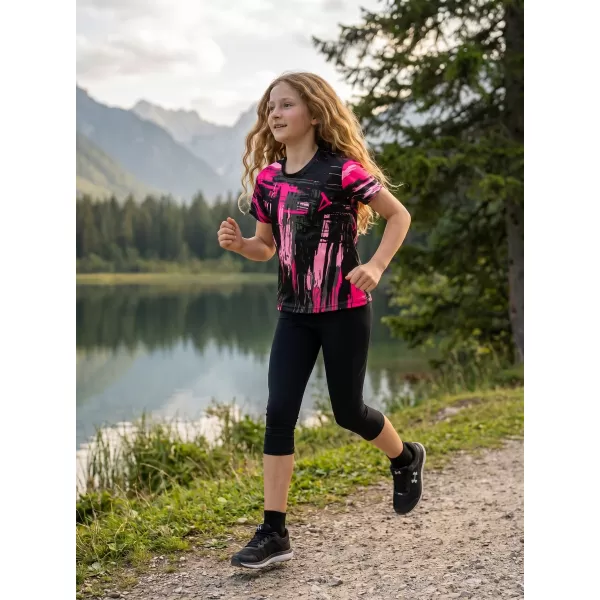  Dětské funkční triko premium ALTISPORT VOJ/ALK010TR01 ČERNÁ/SVĚTLE RŮŽOVÁ 