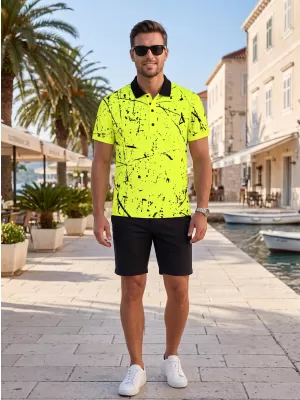 Pánské funkční triko s límečkem premium ALTISPORT VOJ/ALM034TR05 NEON YELLOW