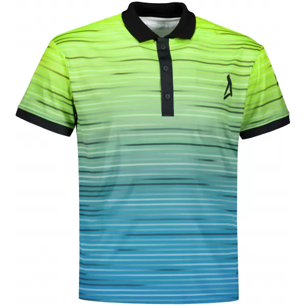  Pánské funkční triko s límečkem premium ALTISPORT VOJ/ALM031TR05 NEON YELLOW/PETROLEJOVÁ 