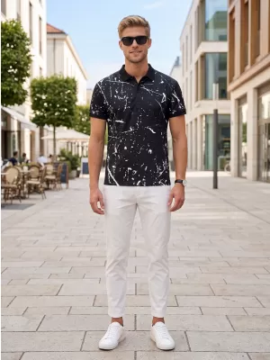 Pánské funkční triko s límečkem premium ALTISPORT VOJ/ALM034TR05 ČERNÁ