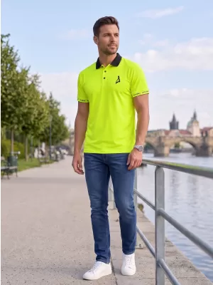 Pánské funkční triko s límečkem premium ALTISPORT VOJ/ALM000TR05 NEON YELLOW