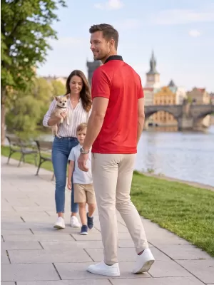 Pánské funkční triko s límečkem premium ALTISPORT VOJ/ALM050TR05 ČERVENÁ