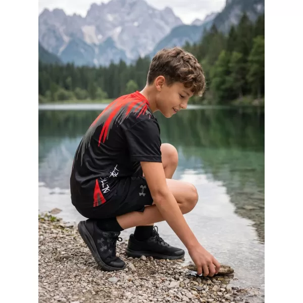 Dětské funkční triko premium ALTISPORT VOJ/ALK006TR01 ČERNÁ/ČERVENÁ 