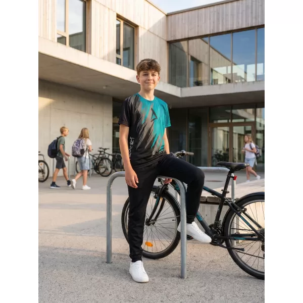  Dětské funkční triko premium ALTISPORT VOJ/ALK006TR01 ČERNÁ/PETROLEJOVÁ 