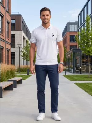 Pánské funkční triko s límečkem premium ALTISPORT VOJ/ALM000TR05 BÍLÁ