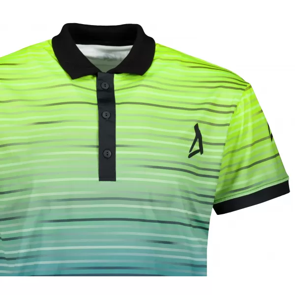  Pánské funkční triko s límečkem premium ALTISPORT VOJ/ALM031TR05 NEON YELLOW/PETROLEJOVÁ 