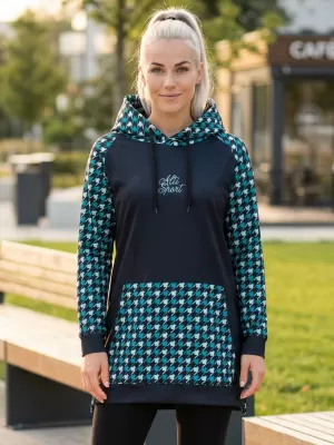 Dámská funkční prodloužená mikina premium ALTISPORT VOJ/ALW048MI03 ČERNOMODRÁ