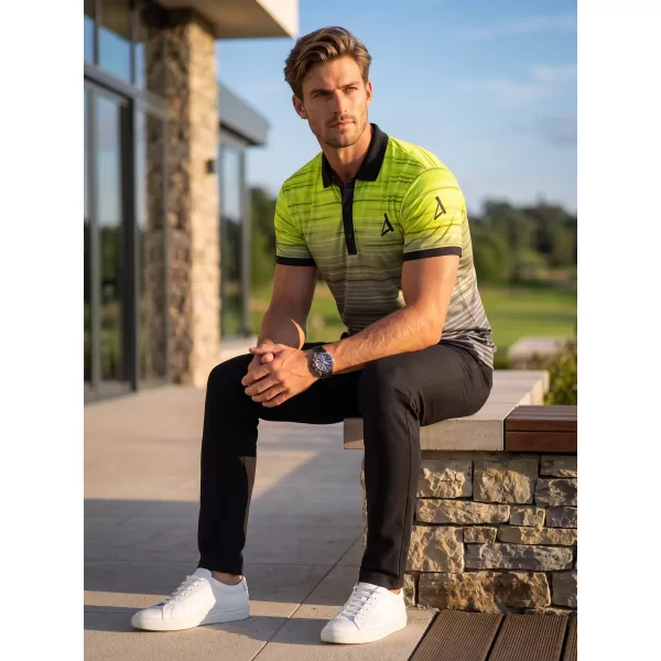  Pánské funkční triko s límečkem premium ALTISPORT VOJ/ALM031TR05 ČERNÁ/NEON YELLOW 