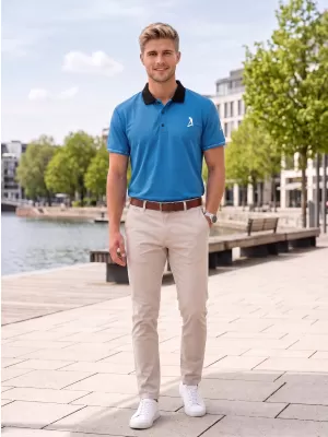 Pánské funkční triko s límečkem premium ALTISPORT VOJ/ALM000TR05 PETROLEJOVÁ
