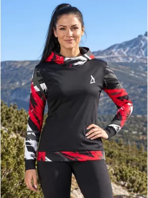 Dámská funkční mikina premium ALTISPORT VOJ/ALW039MI01 ČERNÁ/ČERVENÁ